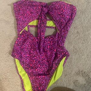 BCBG pink leopard one piece swimsuit
